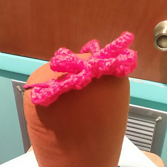 Holiday Red Head Band Bow. - Picture 2 of 2